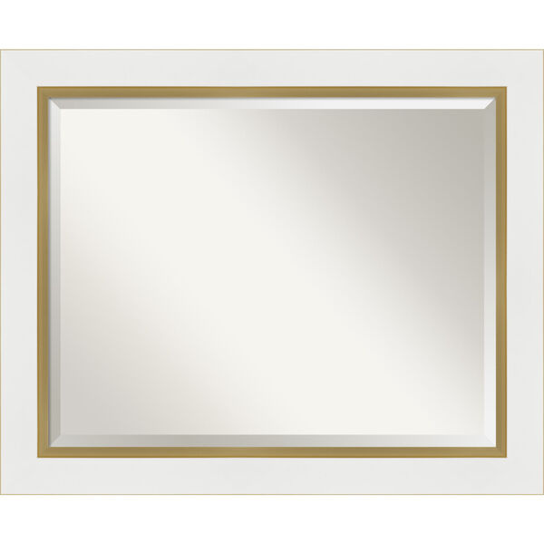 Eva White and Gold 33W X 27H-Inch Bathroom Vanity Wall Mirror, image 1