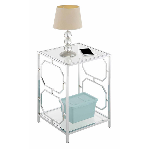 Omega Chrome End Table with Clear Glass, image 2