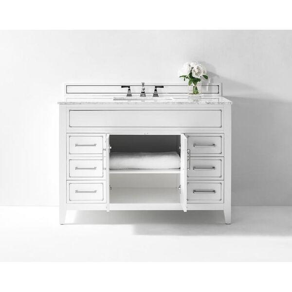 Aspen White 48-Inch Bath Vanity Set with Italian Carrara White Marble, image 3