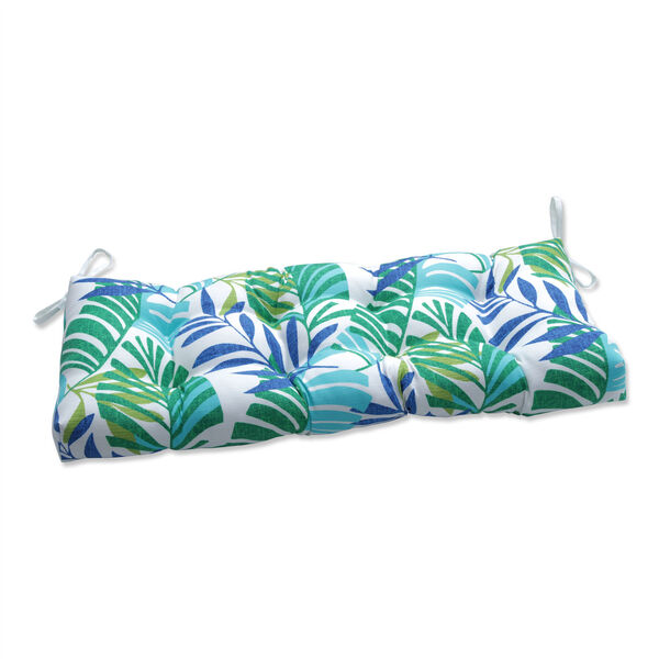 Islamorada Blue and Green 48-Inch Tufted Bench Cushion, image 1