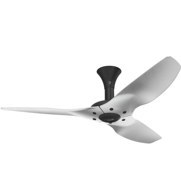 Haiku Black 52-Inch Low Profile Mount Outdoor Ceiling Fan with Brushed Aluminum Airfoils, image 1