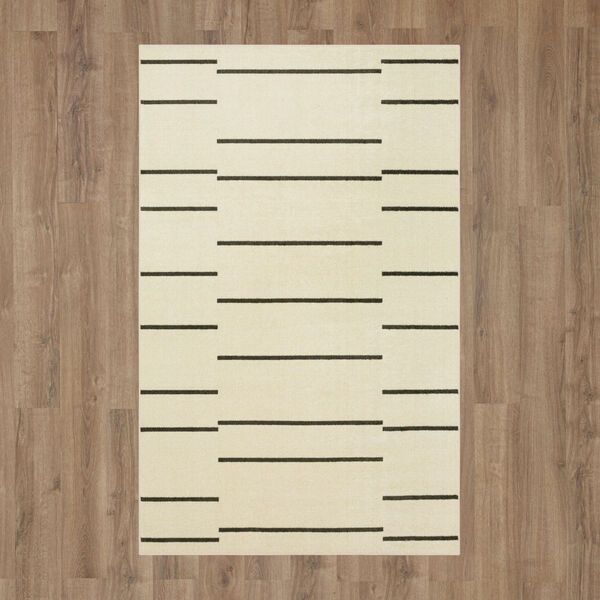 Kenza Ivory Linen Striped Area Rug, image 2