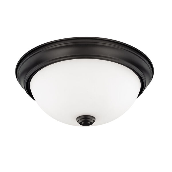 HomePlace Matte Black 11-Inch Two-Light Flush Mount, image 1