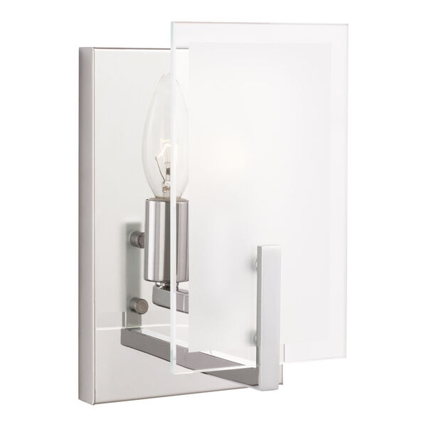Syll Chrome One-Light Bath Vanity with Clear Highlighted Satin Etched Shade, image 2