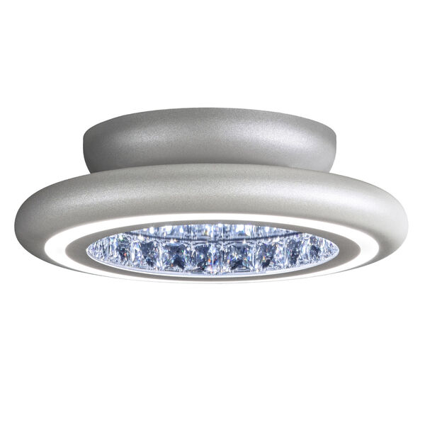 Infinite Aura Glimmer Silver 15-Inch LED Flush Mount with Swarovski Crystal, image 1