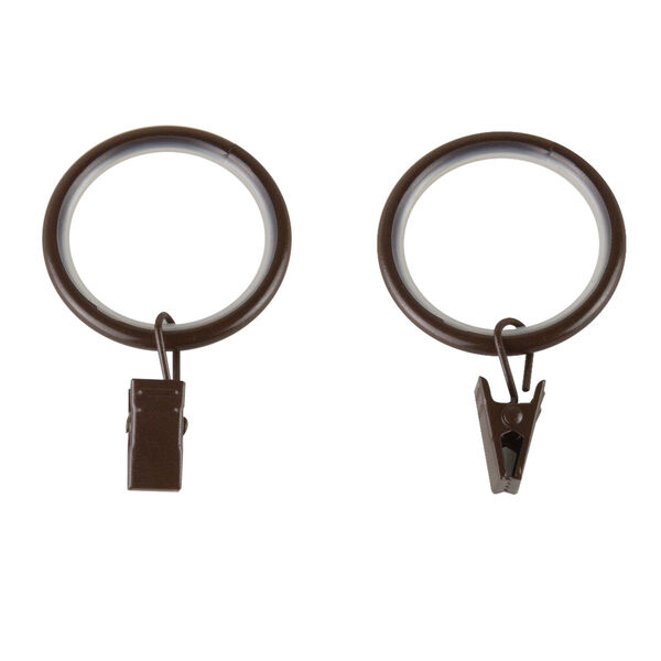 Cocoa One-Inch Noise-Canceling Curtain Rings with Clip, Set of 10, image 2