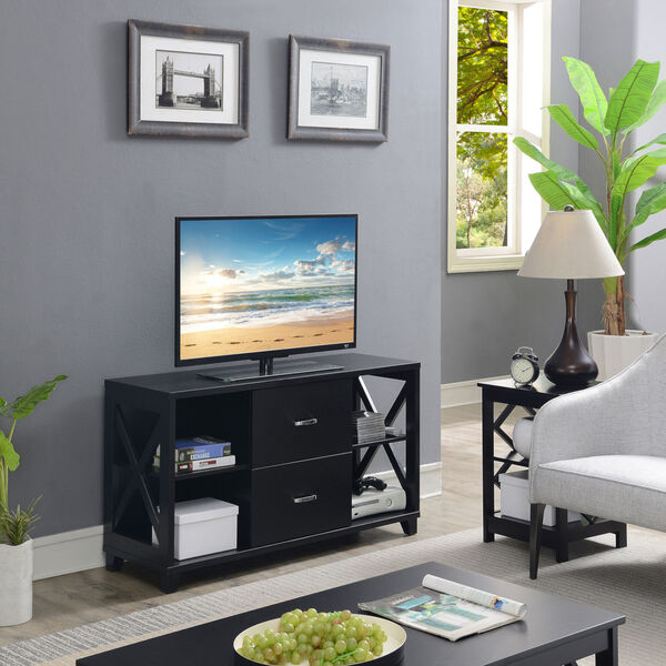 Oxford Deluxe Black 2 Drawer TV Stand, image 2