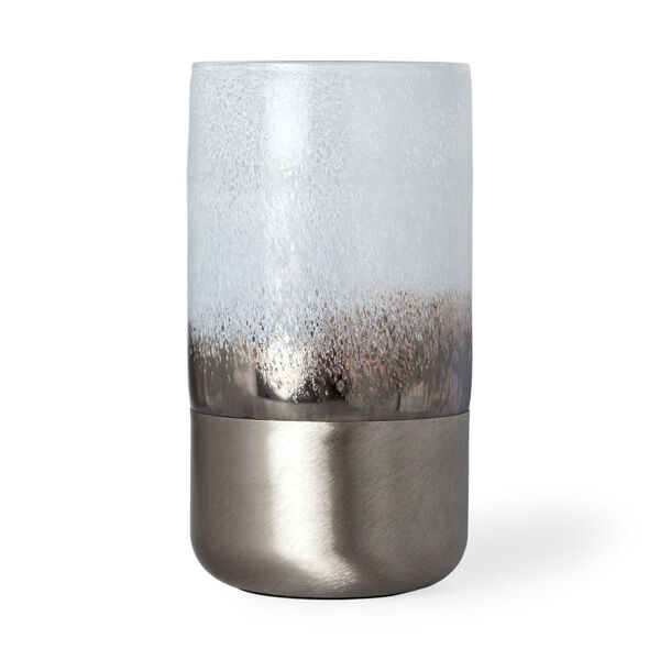 Baltic II White and Brushed Silver Glass Vase, image 1