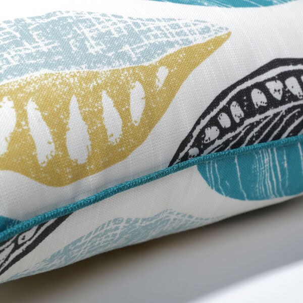 Leaf Block Teal and Citron 19-Inch Throw Pillow, Set of Two, image 2