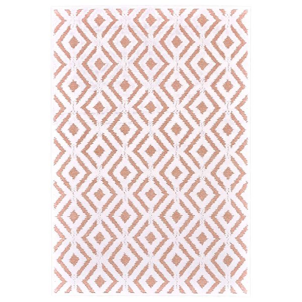 Saphir Mira Farmhouse Solid Pink White Rectangular 5 Ft. 3 In. x 7 Ft. 6 In. Area Rug, image 1