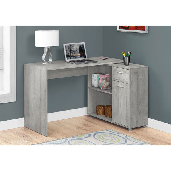 Grey 46-Inch Computer Desk with a Storage Cabinet, image 1