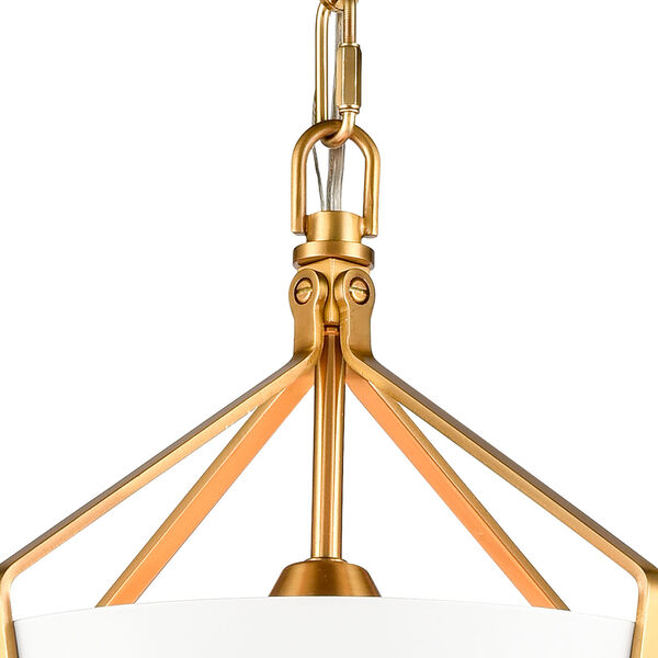 Marin Matte White and Satin Brass 11-Inch One-Light Pendant, image 3
