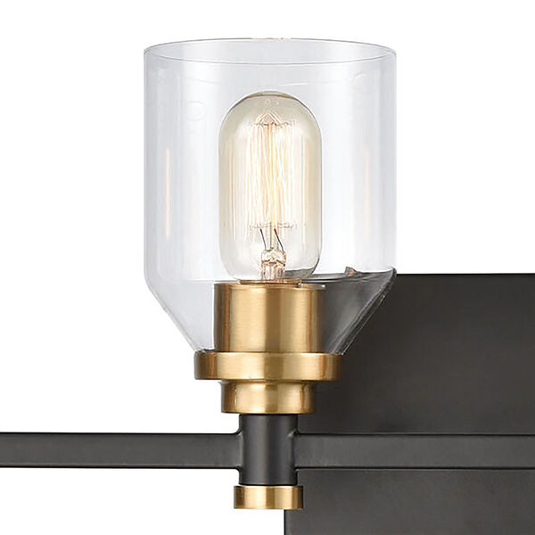 Cambria Matte Black and Satin Brass Four-Light Vanity Light, image 3