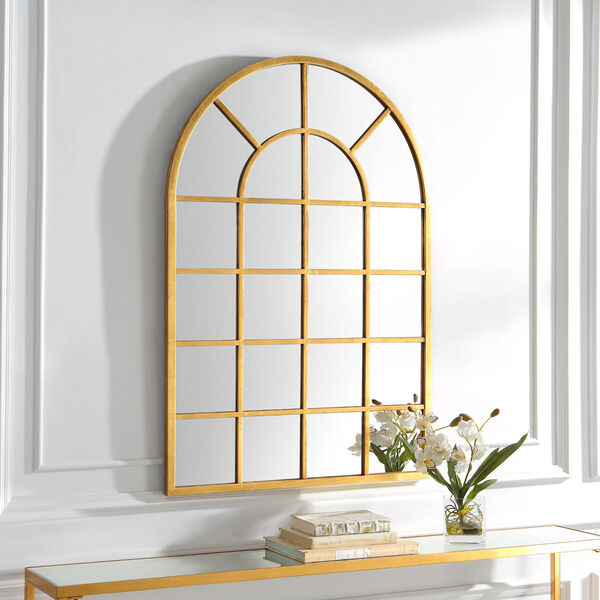 Grace Gold Leaf Arch Window Wall Mirror, image 3