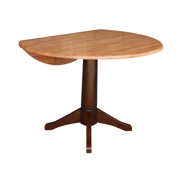 Cinnamon and Espresso 30-Inch High Round Dual Drop Leaf Pedestal Table, image 3