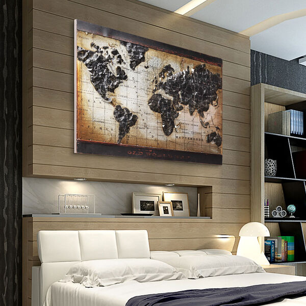 World Map 2 Mixed Media Iron Hand Painted Dimensional Wall Art, image 5
