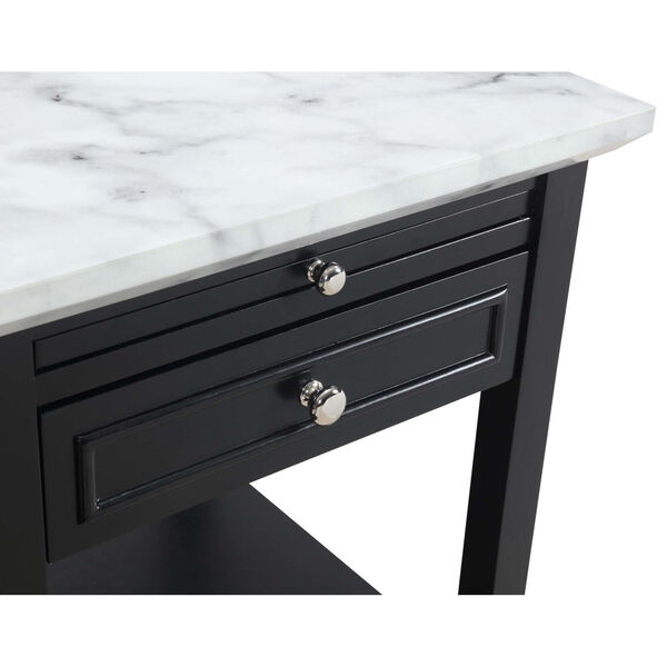 American Heritage White and Black End Table with Drawer and Slide, image 4