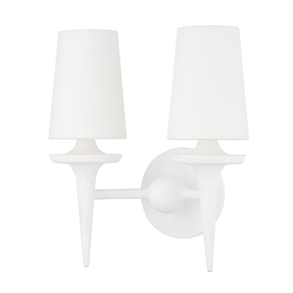 Torch White Plaster Two-Light Wall Sconce, image 1