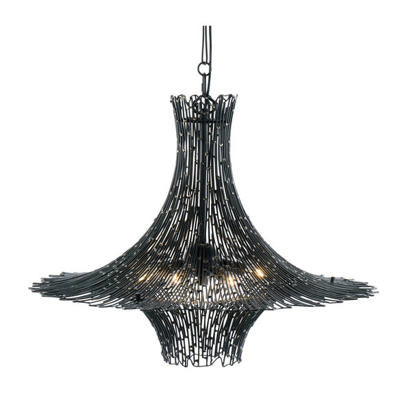 Rikki Carbon And Aged Gold Six-Light Chandelier, image 1