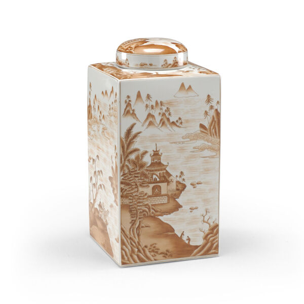 Canton Brown and White Tea Caddy Jar, image 1