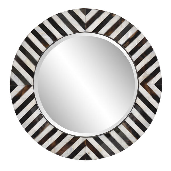 Julianna Multicolor Round Horn and Shell Tiled Mirror, image 2