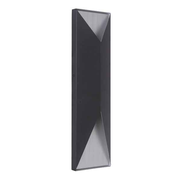 Peak Matte Black and Brushed Aluminum 18-Inch Outdoor LED Pocket Sconce, image 1