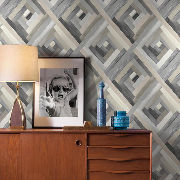 Modern Art Grey Wynwood Geometric Wallpaper - SAMPLE SWATCH ONLY, image 4