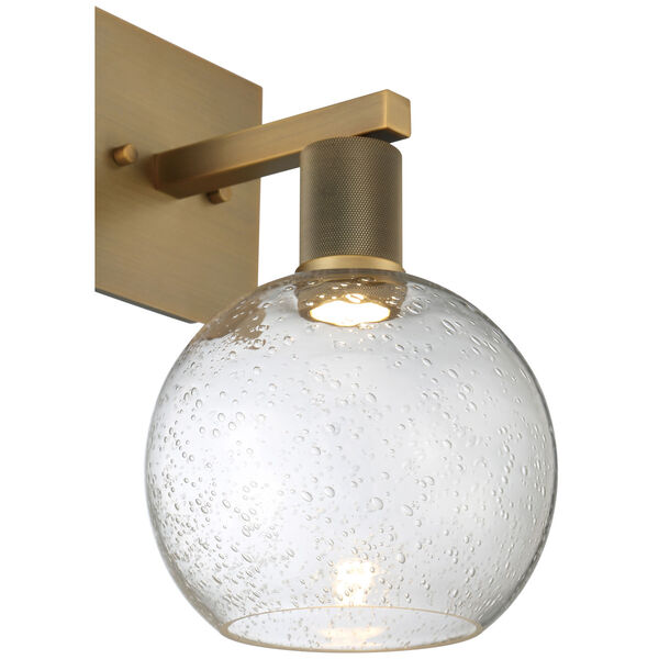 Port Nine Brass-Antique and Satin Globe Outdoor Intergrated LED Wall Sconce with Clear Glass, image 5