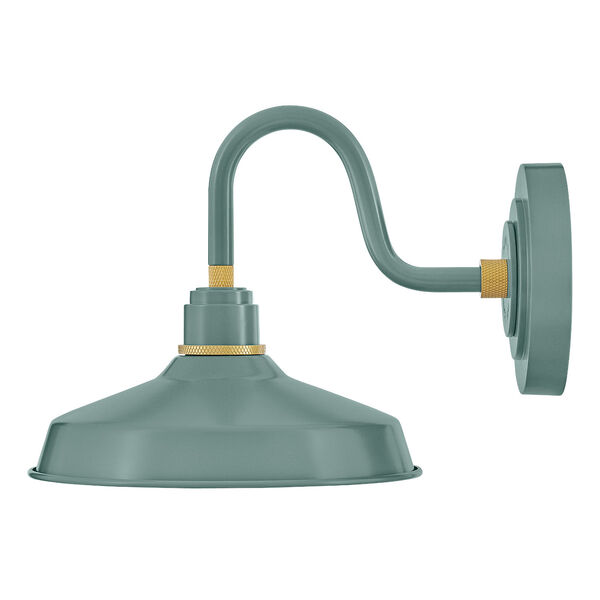 Foundry Classic Sage Green and Brass One-Light Small Gooseneck Barn Light, image 3