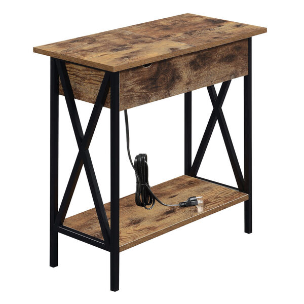 Tucson Flip Top End Table with Charging Station and Shelf, image 1