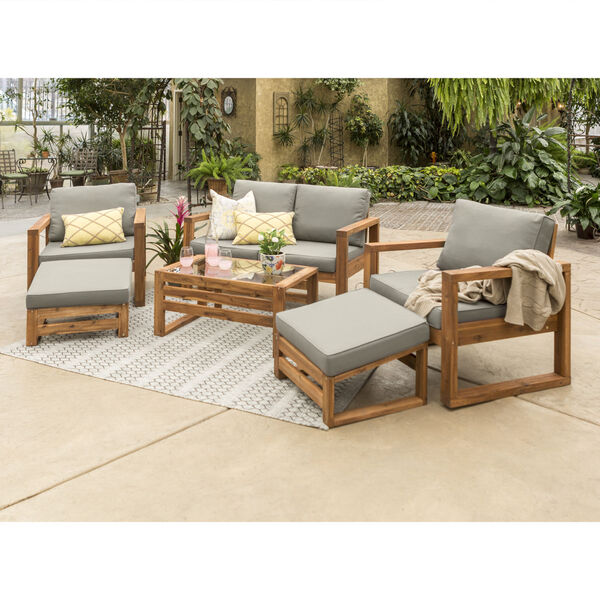 Brown 30-Inch Six-Piece Outdoor Chat Set, image 1