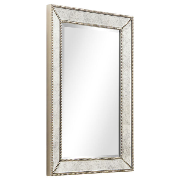 Champagne Bead Silver 30 x 20-Inch Beveled Rectangle Wall Mirror, image 2