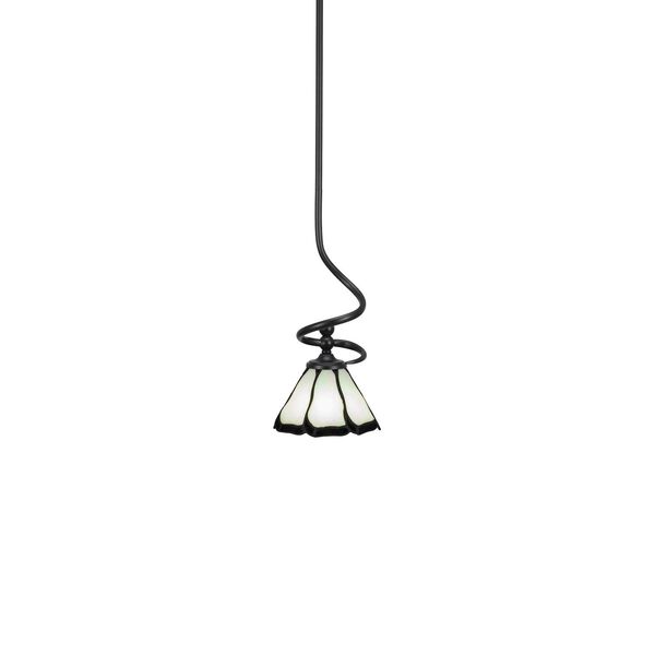 Capri Matte Black One-Light Mini Pendant with Flair Art Glass, image 1