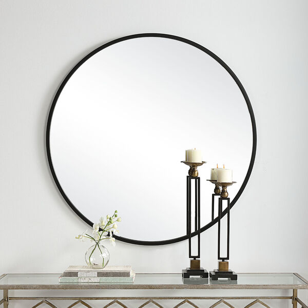 Linden Matte Black 48-inch Round Wall Mirror, image 3
