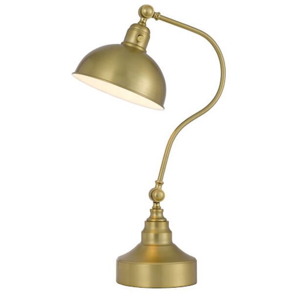 Industrial Antique Brass One-Light Adjustable Desk Lamp, image 4