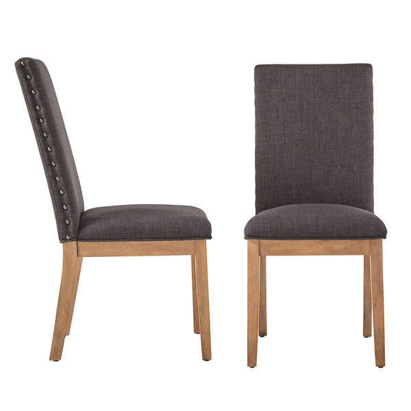 Century Dark Grey Linen Nailhead Side Chair, Set of 2, image 3