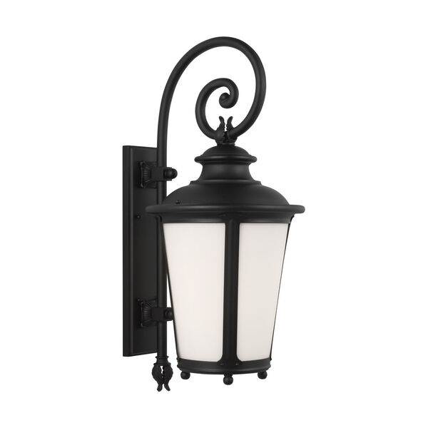 Cape May Black One-Light Outdoor Wall Sconce with Etched White Inside Shade, image 2