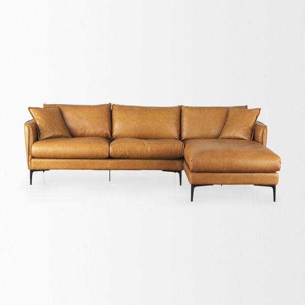 Lake Como Tan Leather RIGHT Chaise Sectional Sofa, image 2