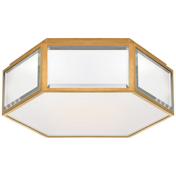 Bradford Small Hexagonal Flush Mount in Mirror and Soft Brass with Frosted Glass by kate spade new york, image 1