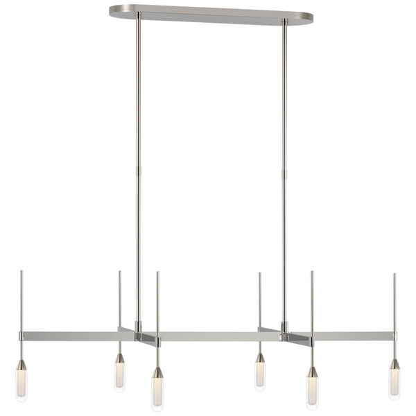 Overture Medium Downlight Linear Chandelier in Polished Nickel with Clear Glass by Peter Bristol, image 1