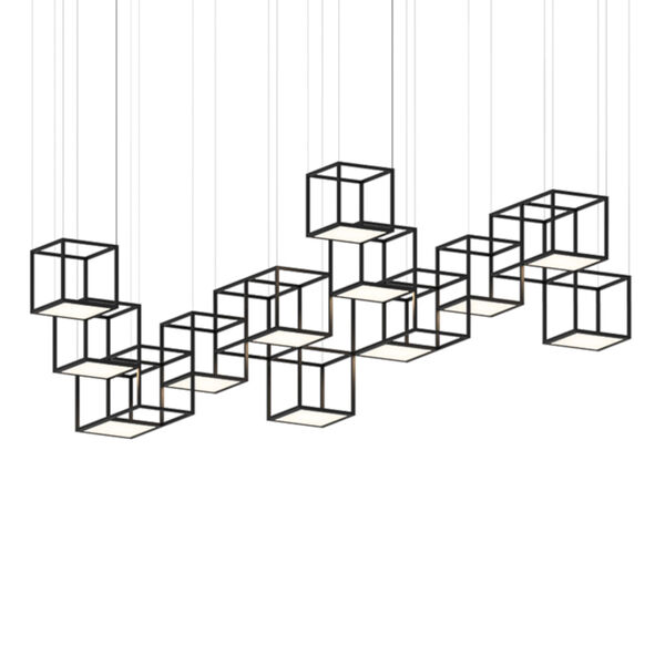 Cubix Satin Black 12-Light LED Pendant, image 1