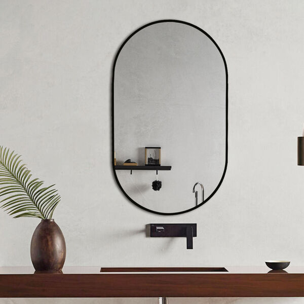 Khristy Black 24 x 39-Inch Framed Oval Wall Mirror, image 1