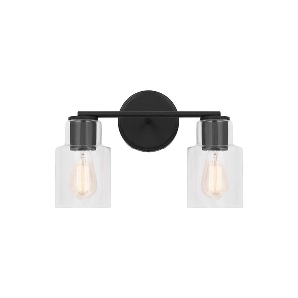 Sayward Midnight Black Two-Light Bath Sconce with Clear Glass by Drew and Jonathan, image 1