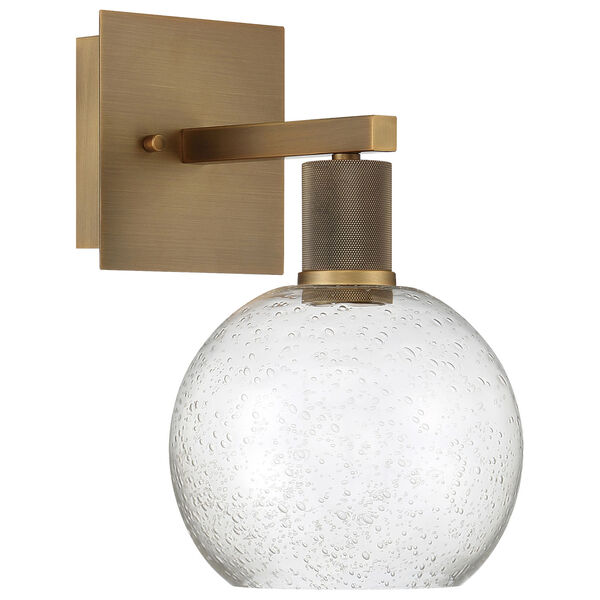 Port Nine Brass-Antique and Satin Globe Outdoor Intergrated LED Wall Sconce with Clear Glass, image 6