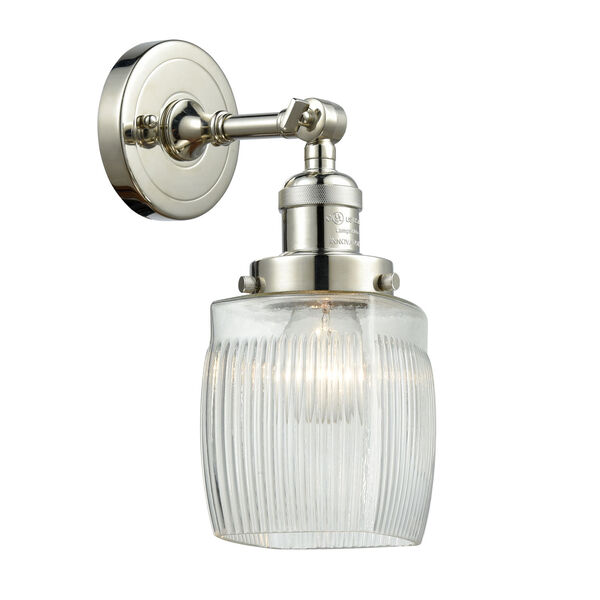 Colton Polished Nickel One-Light Wall Sconce with Engraved Cast Cup, image 1