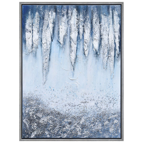 Icicles Textured with Glitter Framed Hand Painted Wall Art, image 2
