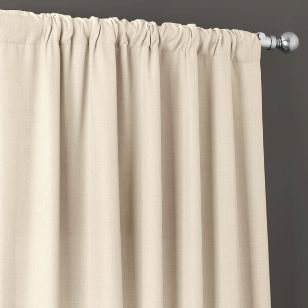 Italian Faux Linen Parchment Cream 50 in W x 108 in H Single Panel Curtain, image 4