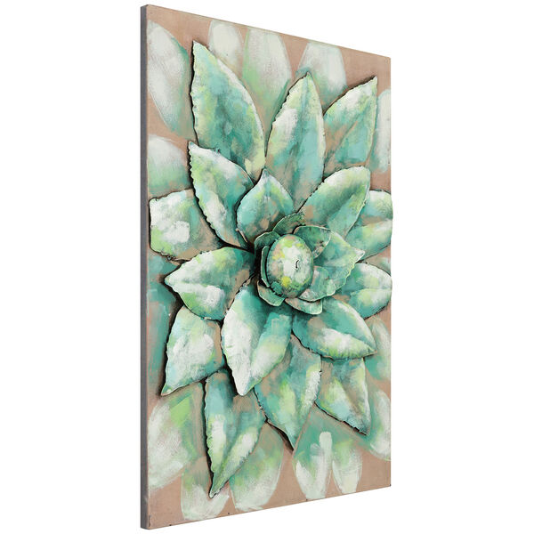 Succulent 2 Mixed Media Iron Hand Painted Dimensional Wall Art, image 3