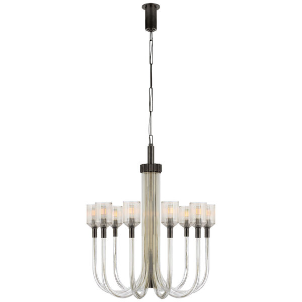 Reverie Medium Single Tier Chandelier in Clear Ribbed Glass and Bronze by Kelly Wearstler, image 1