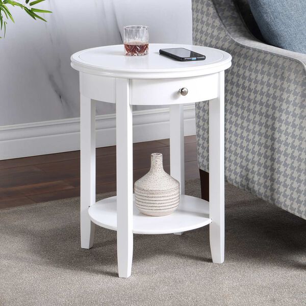 American Heritage White Baldwin One-Drawer End Table with Shelf, image 2